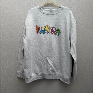 Vintage Keith Haring Graphic Crewneck Sweatshirt XL 90s Pop Art Streetwear